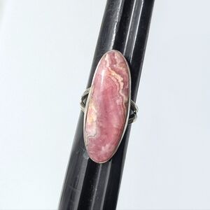 Sterling silver ring Pink rhodochrosite gem stone 925 Size 8.5